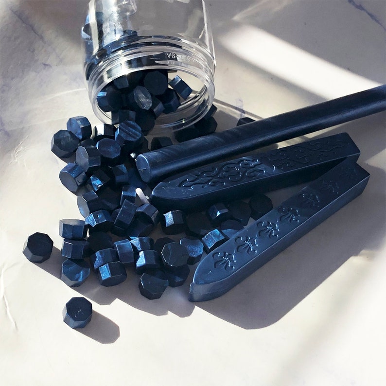 Blue Sealing Wax Beads Dark Blue Wax Sealing Sticks with Wick Etsy