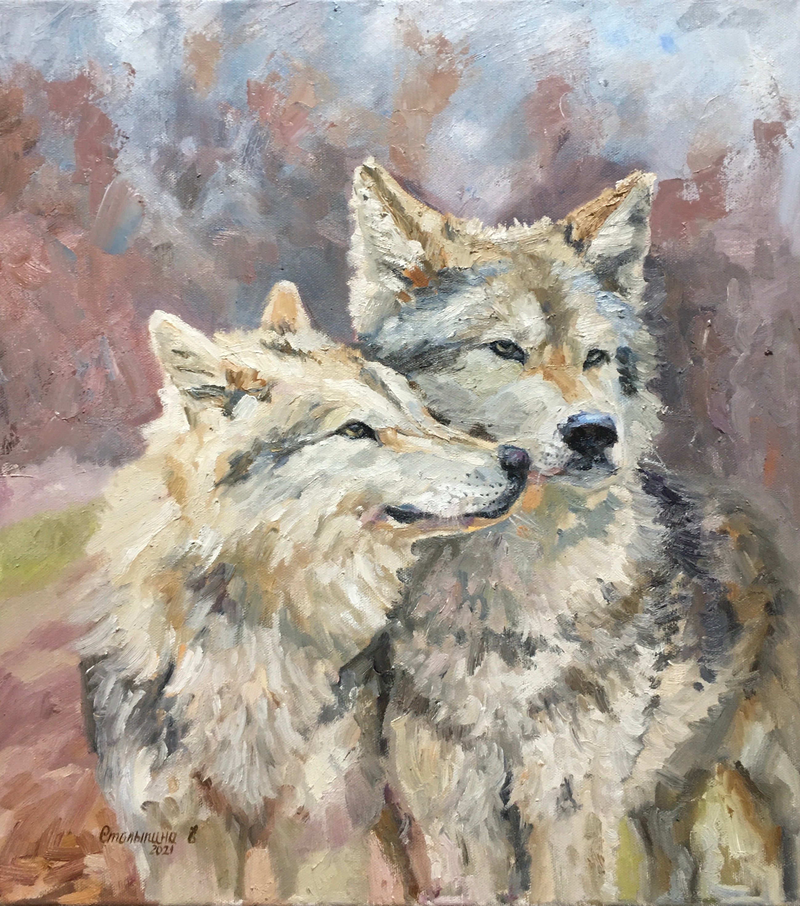 Wolves Painting Original Art Wolf Paintingwolf Wall Art Etsy UK