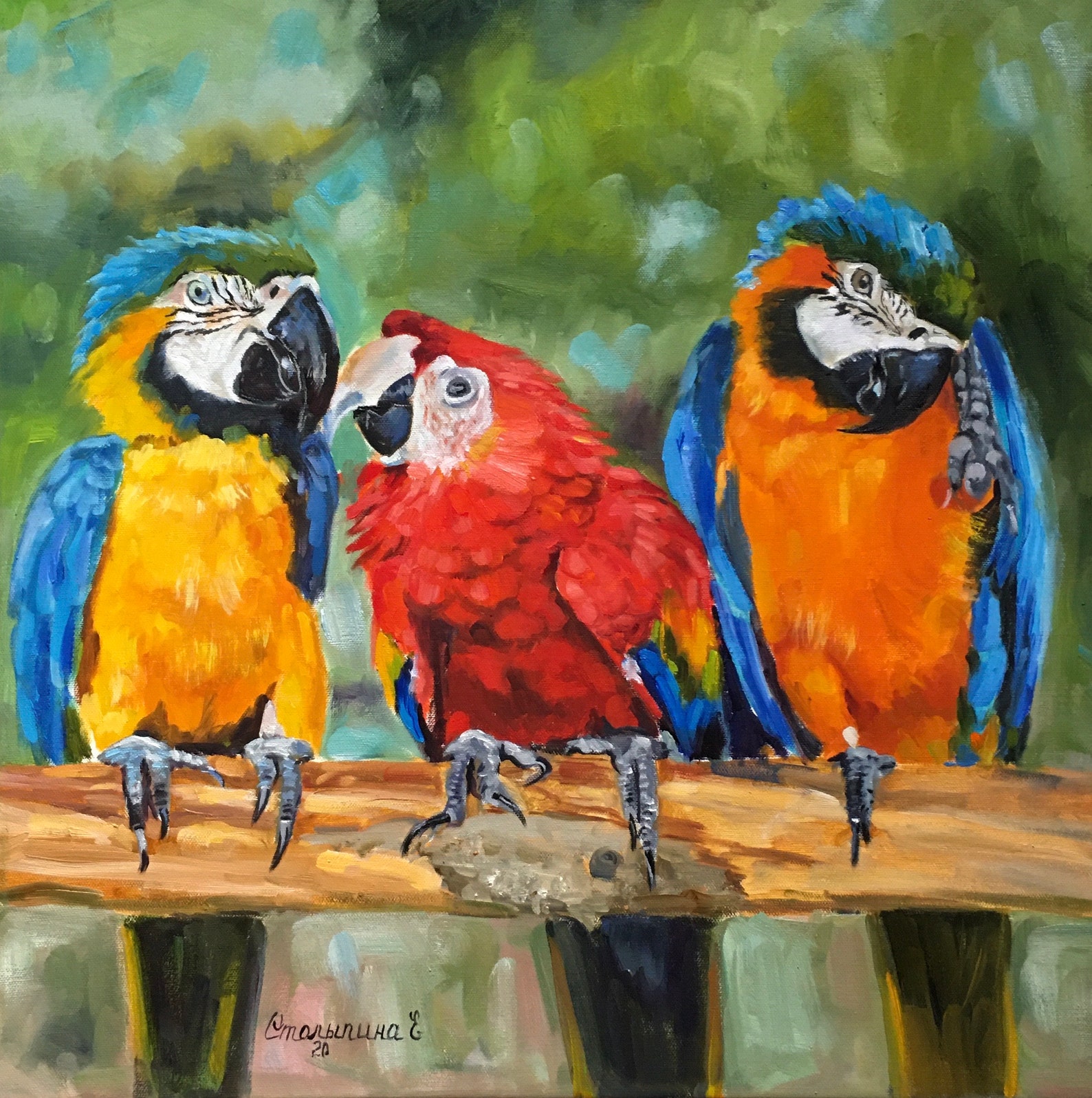 Parrot Painting Oil Original Artwork Bird Wall Art Colorful Etsy Il 1588xN.2967516798 Ho9t