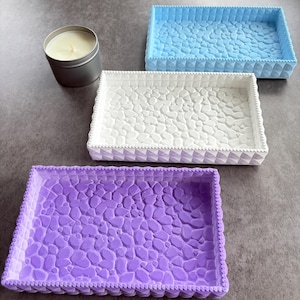 Textured Rectangular Tray – Ceramic Catchall Dish for Jewelry or Decor