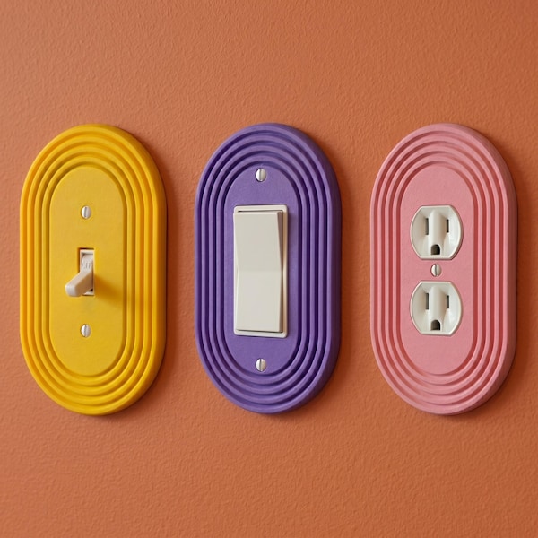 Retro Groovy Oval Light Switch Cover | Modern Minimalist Home Accent | Toggle, Rocker, and Outlet