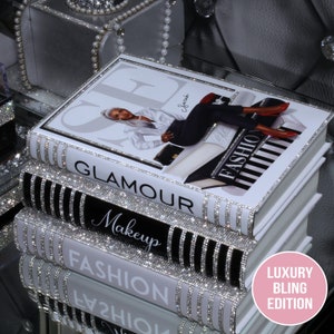 NEW *EXTRA BLING* - Boss Babe Glam Book Stack - Create Your Own Character - Black/Grey - Bling Books