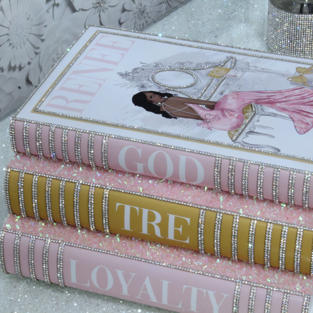 Sparkly Grey Coffee Table Books Glam Bling Books Stack of 3 Custom Made 