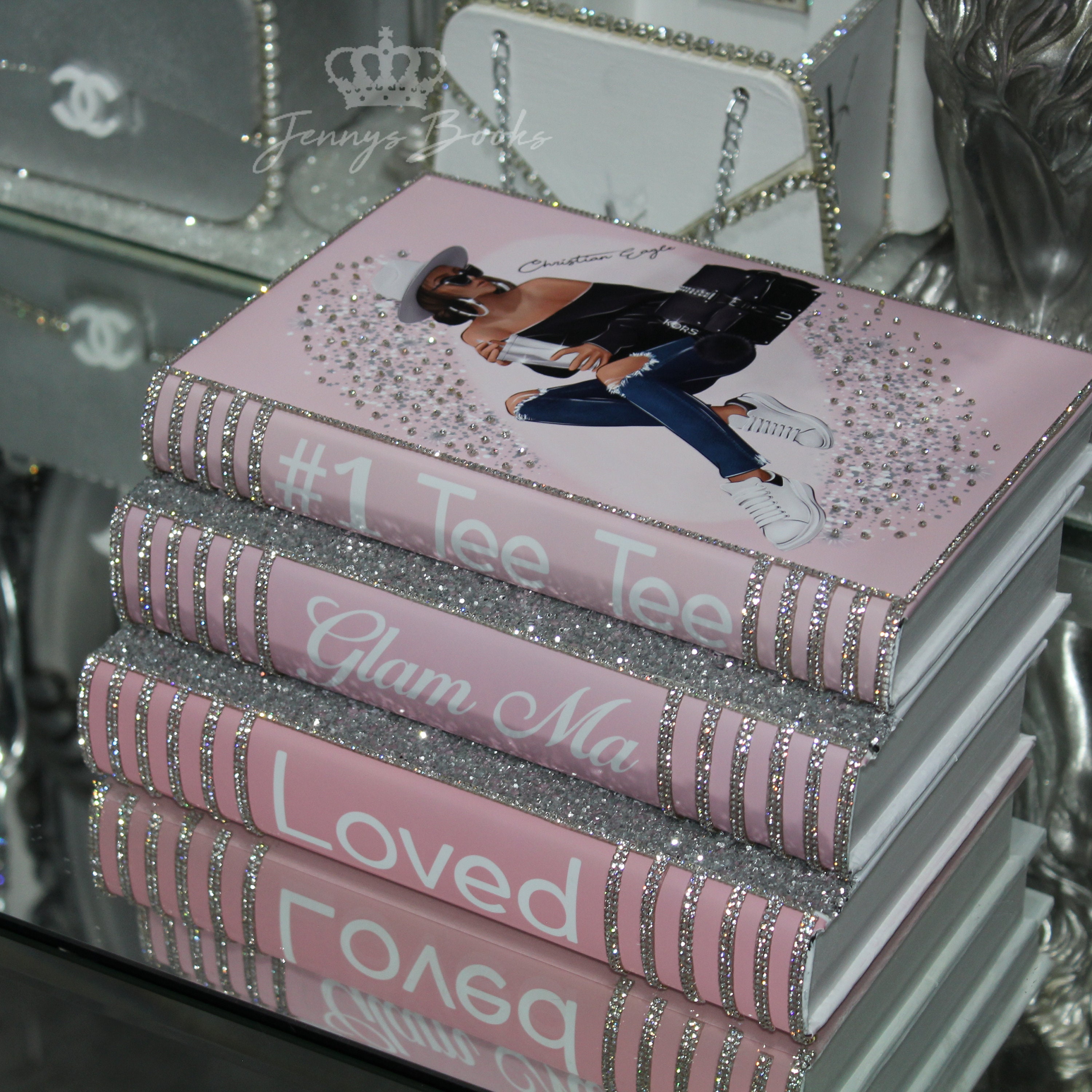 Bling Glam Decor Book Stack Custom Made Bling Books Stack Etsy