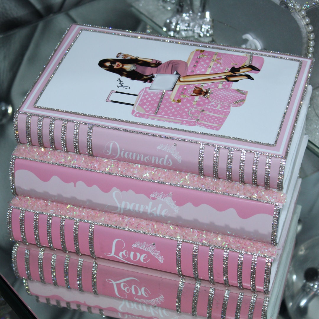 Glam Book Stack Create Your Own Character Pink/grey Lots of Sparkle and  Bling 