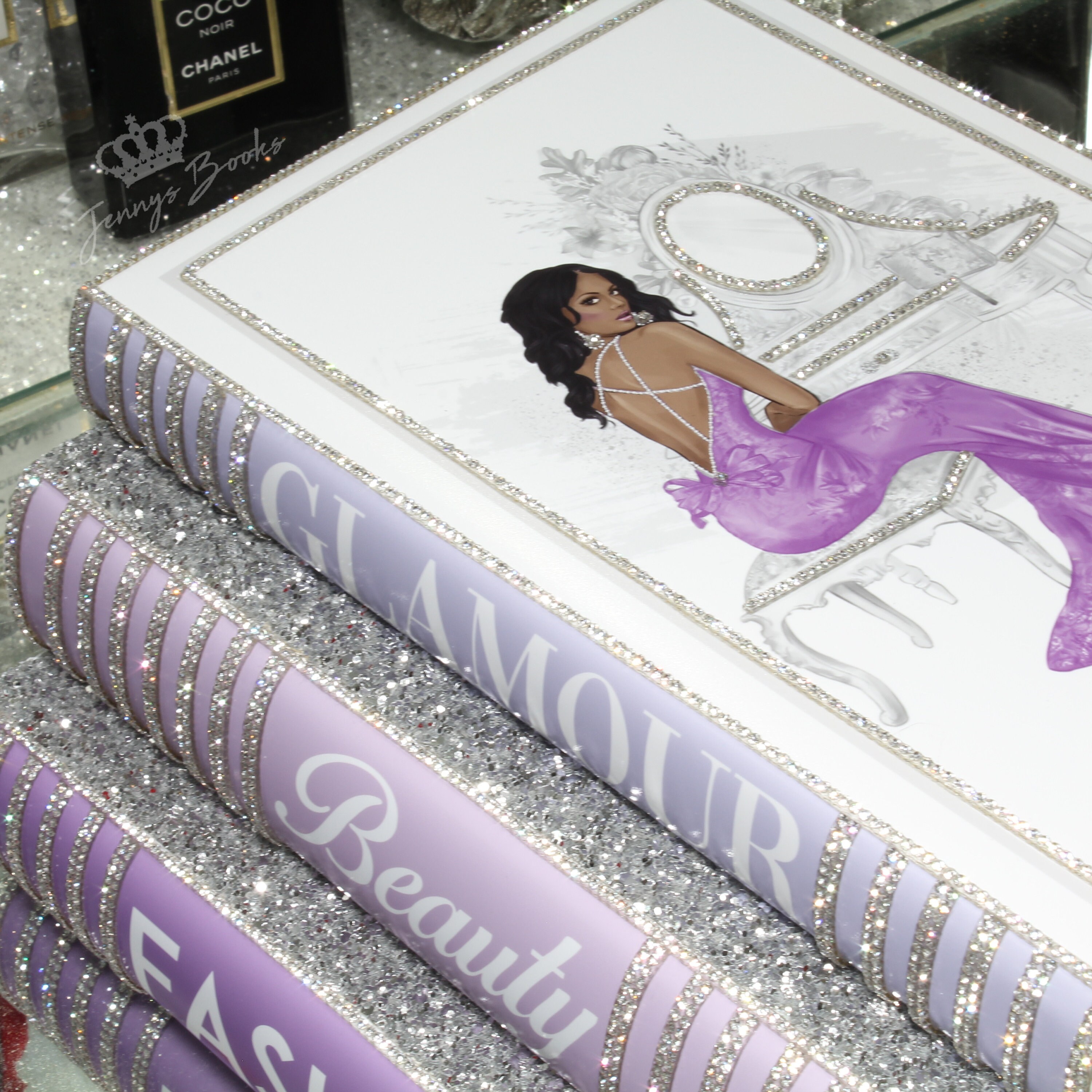 Bling Decor Glam Book Stack Custom made bling books Stack Etsy