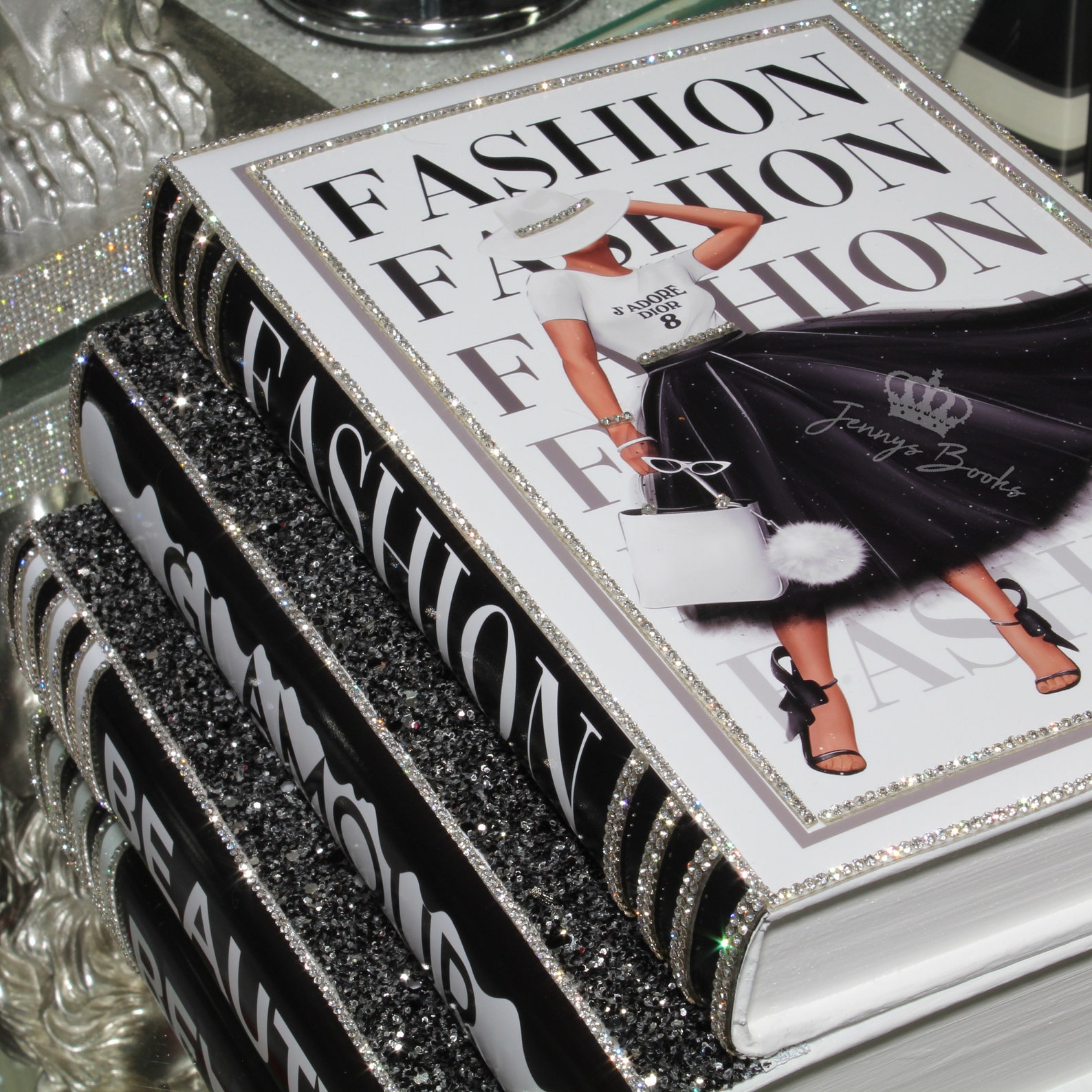 Bling Decor Glam Book Stack Custom made bling books Stack Etsy