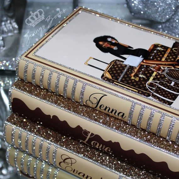 Luxury Bling Book Stack Custom Made Bling Books Stack of 3 Brown