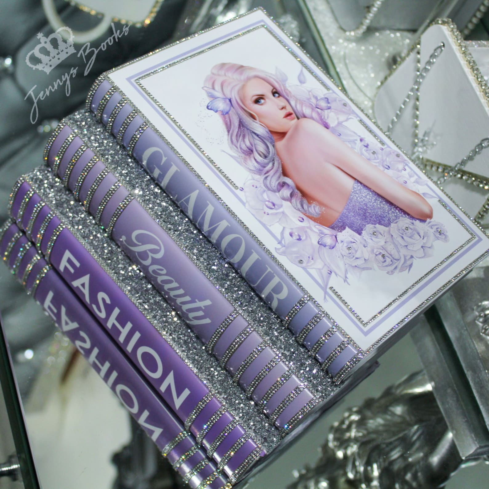 Bling Glam Decor Book Stack Custom made bling books Stack Etsy Polska