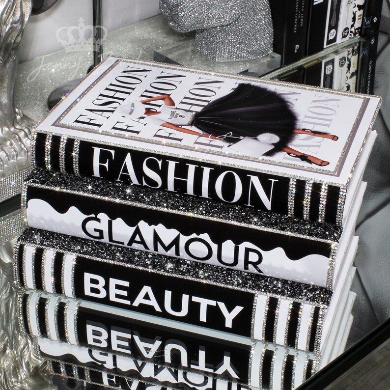 Bling Decor Glam Book Stack Custom made bling books Stack Etsy