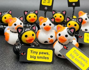 Mini Cat Ducks With Custom Tags, Magnet or Suction Cup
