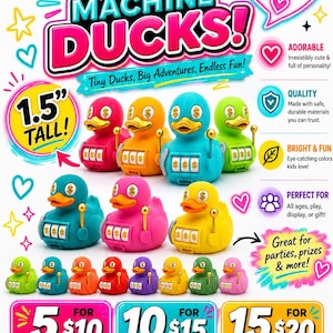 ミニスロットマシンカジノダック（カスタムタグ付き）+無料フォトアルバム、マグネット、キーホルダー、吸盤から選択可能