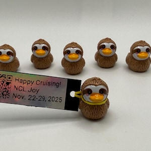Mini Sloth Ducks with Custom Tags (Magnets or Suction Cups)