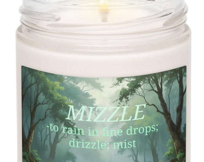 Sea Salt Orchid Candle, Mizzle Definition, Misty Forest Art, Nature Lover Gift, Green Witch Decor, Relaxation Candle, Reusable Jar