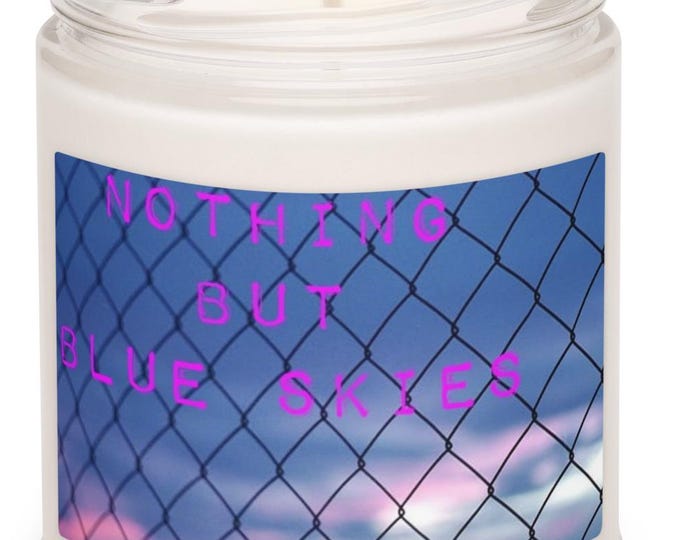 Nothing but Blue Skies Candle, Sea Salt Orchid Scent, Boho Hippie Decor, Free Spirit Gift, Meditation Candle, Witchy Soy Jar Candle