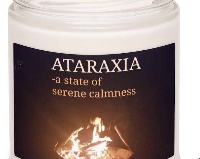 Cinnamon Vanilla Candle, Ataraxia Definition, Fire Pit Decor, Witchy Fire Sign Gift, Nature Candle, Camping Decor, Soy Candle Jar