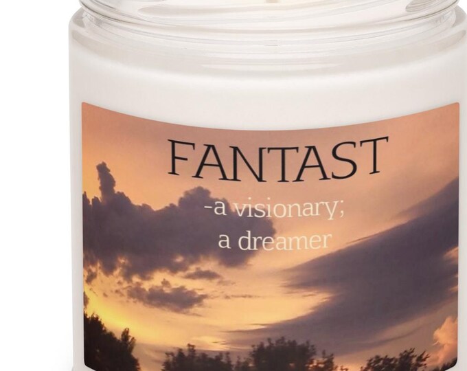 Cinnamon Vanilla Candle, Fantast Definition, Nature Sunset Decor, Gift for Writers, Dreamer Candle, Poet Gift, Unique Jar, Creative Gift