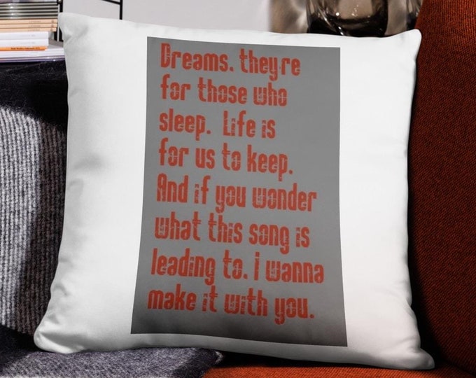 18x18 Throw Pillow, Music Lyrics Throw Pillow, 70s Music Pillow, Anniversary Gift, Wedding Gift, 70s Rock Music Home Decor