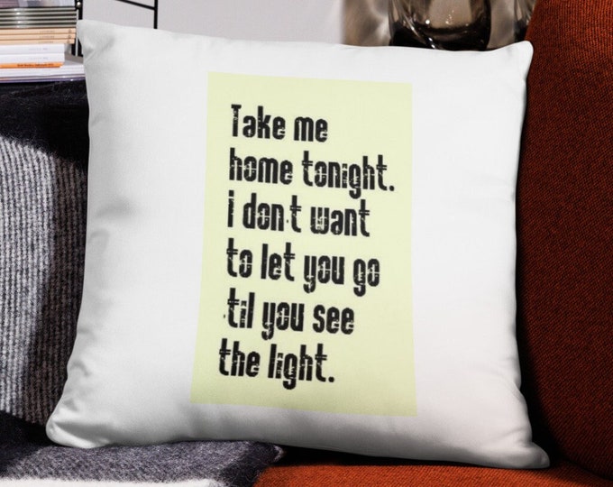 18x18 Throw Pillow, Music Lyrics Throw Pillow, 80s Music Pillow, Anniversary Gift, Wedding Gift, 80s Rock Music Home Decor