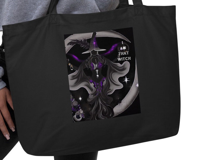 I Am That Witch - Large Eco Tote Bag, Beach Tote Bag, Travel Tote Bag, Book Tote Bag, Festival Tote Bag, Market Tote Bag, Eco Tote Bag