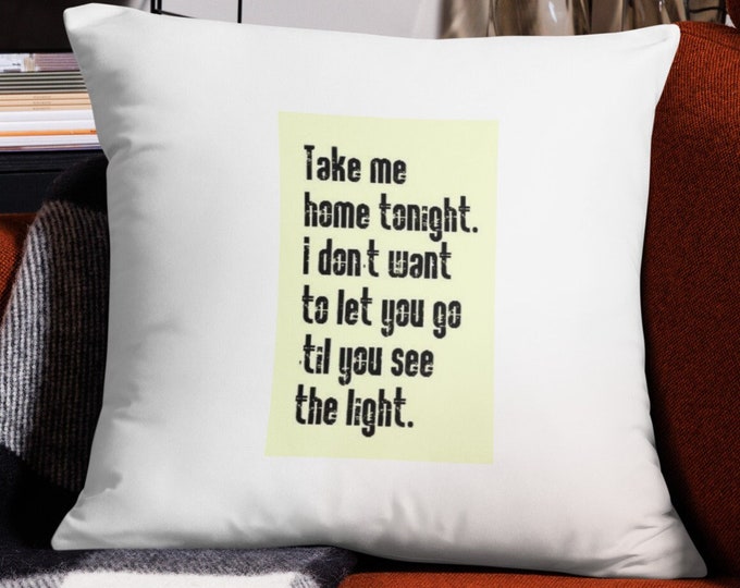 22x22 Throw Pillow, Music Lyrics Throw Pillow, 80s Music Pillow, Anniversary Gift, Wedding Gift, 80s Rock Music Home Decor