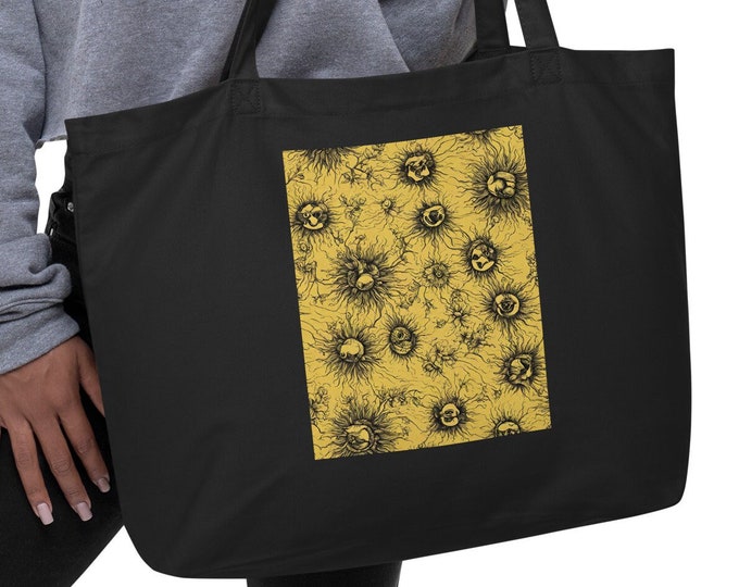 Large Organic Tote Bag, Crazy Day, Boho Tote Bag, Boho Tote, Witchy Tote Bag, Witchy Gift, Travel Tote Bag, Beach Tote