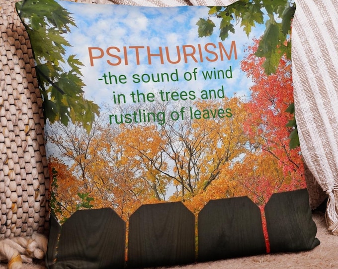 18 x 18 Throw Pillow, Original Fall Leaves Nature Photography Pillow, Autumn Trees Home Decor, Cozy Fall Accent Pillow, Nature Lover Gift