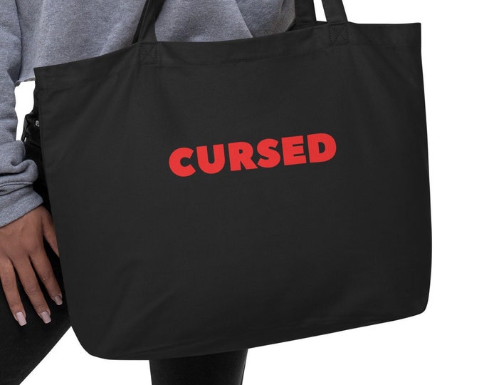 Large Eco Tote Bag, "Cursed", Witchy Tote Bag, Beach Tote Bag, Travel Tote Bag, Market Tote Bag, Book Tote Bag, Eco Shopping Tote Bag