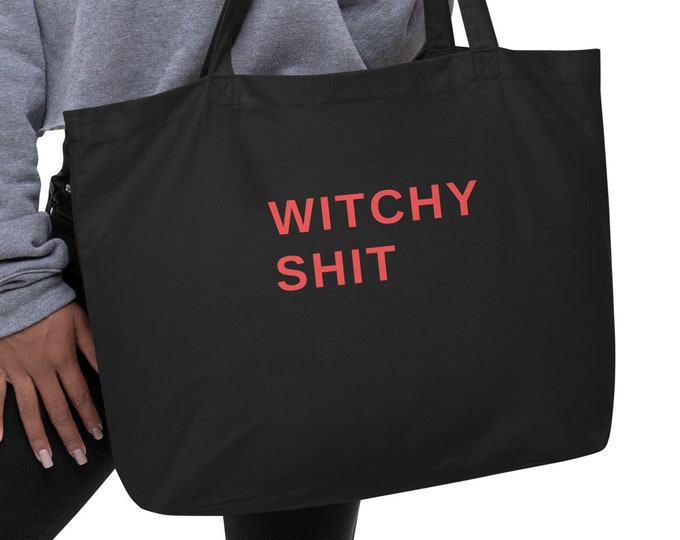 Large Eco Tote Bag, "Witchy Shit", Witchy Tote Bag, Beach Tote Bag, Travel Tote Bag, Market Tote Bag, Book Tote Bag, Eco Shopping Tote Bag