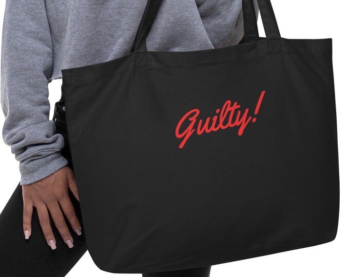 Large Eco Tote Bag, "Guilty!", Beach Tote Bag, Travel Tote Bag, Island Tote Bag, Cruise Tote Bag, Festival Tote Bag, Market Tote Bag