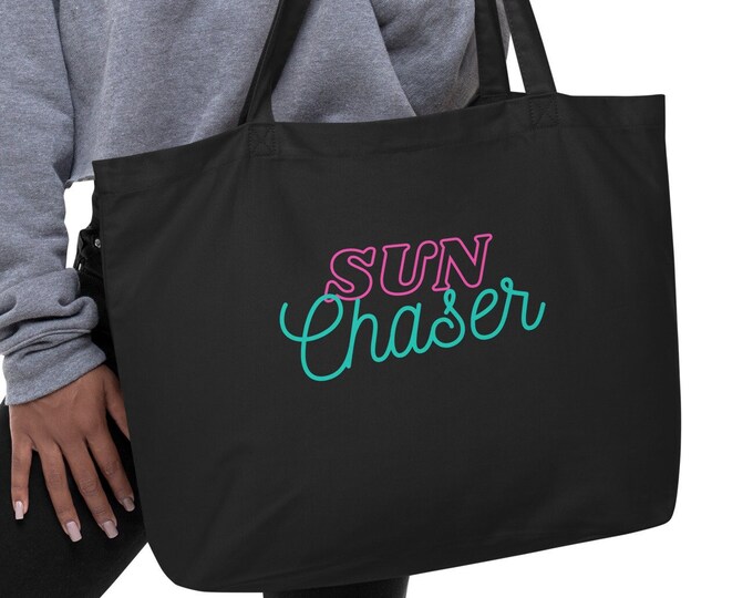 Large Eco Tote Bag, "Sunchaser", Beach Tote Bag, Travel Tote Bag, Island Tote Bag, Cruise Tote Bag, Festival Tote Bag, Market Tote Bag