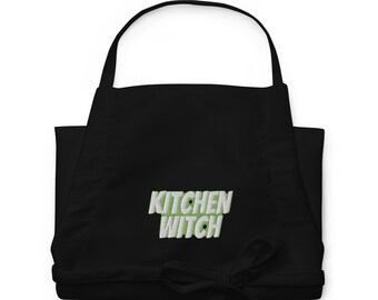Delantal bordado, bruja de cocina, delantal de bruja, delantal de chef, delantal de cocinero casero, regalo de cocinero casero, regalo de bruja, regalo de cocina de mamá
