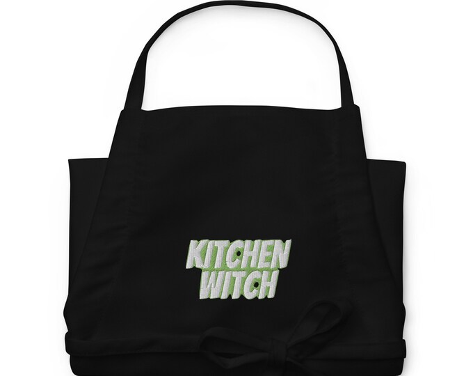 Embroidered Apron, Kitchen Witch, Witchy Apron, Chef Apron, Home Cook Apron, Home Cook Gift, Witchy Gift, Mom Kitchen Gift
