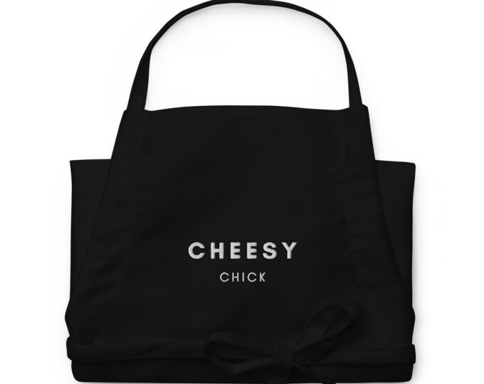 Embroidered Apron, Cheesy Chick, WFH Apron, Chef Apron, Home Cook Apron, Home Cook Gift, Chef Gift, Kitchen Gift, Cheese Lover Gift