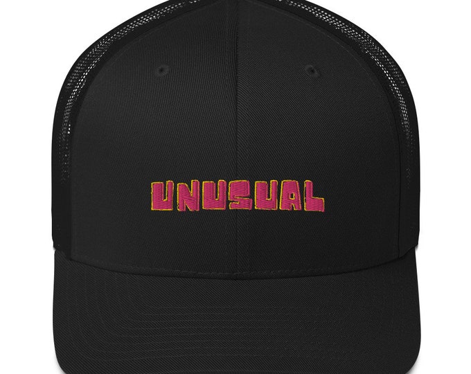 Embroidered Retro Style Trucker Cap, Unusual, Trucker Cap, Retro Trucker Cap, Black Trucker Cap, Festival Trucker Cap, Trendy Hat
