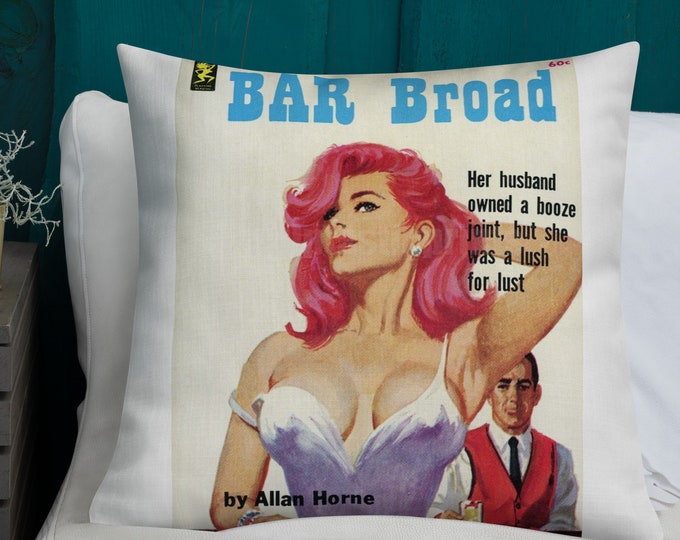 Pulp Fiction Art Throw Pillow, Bar Broad Pulp Fiction Art Throw Pillow, Pulp Art Throw Pillow, Sexy Throw Pillow, Retro Glam Pillow