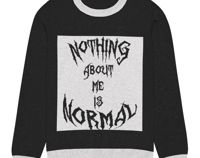 Knitted Crew Neck Sweater / Attitude Sweater / Goth Sweater / Attitude Fashion / Goth Fashion / Black White Crew Neck Knit Sweater