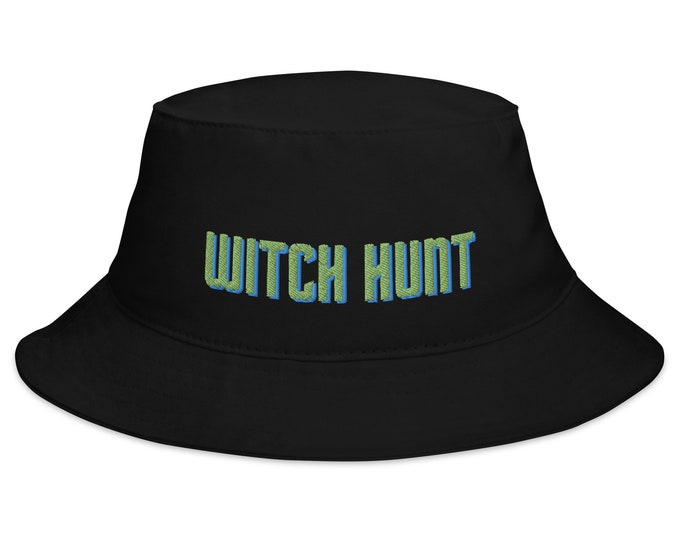 Embroidered Bucket Hat, "Witch Hunt", Trendy Bucket Hat, Festival Bucket Hat, Travel Bucket Hat, Beach Bucket Hat, Witchy Bucket Hat
