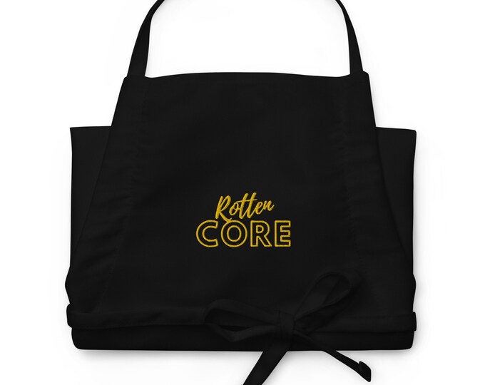 Embroidered Apron, "Rotten Core", Goth Apron, Home Cook Apron, Home Chef Apron, Witchy Apron, Home Chef Gift, Witchy Gift, Home Cook Gift