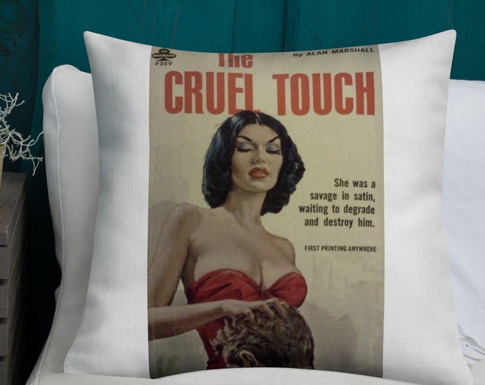 Pulp Fiction Art Throw Pillow, The Cruel Touch Pulp Fiction Art Throw Pillow, Pulp Art Throw Pillow, Sexy Throw Pillow, Retro Glam Pillow