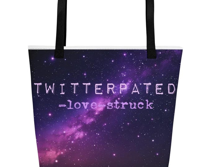Tote Bag, Twitterpated Definition, Purple Galaxy Word Art, Literary Gift, Unique Cosmic Tote, Book Lover Bag, Whimsical Accessory