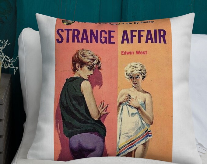 Pulp Fiction Art Throw Pillow, Strange Affair Pulp Fiction Art Throw Pillow, Pulp Art Throw Pillow, Sexy Throw Pillow, Retro Glam Pillow
