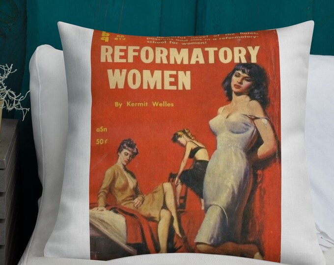Pulp Fiction Art Throw Pillow, Reformatory Women Pulp Fiction Art Throw Pillow, Pulp Art Throw Pillow, Sexy Throw Pillow, Retro Glam Pillow