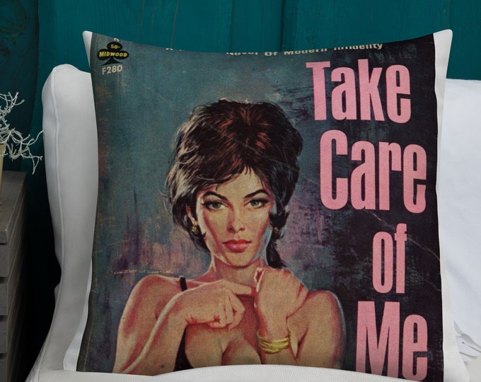 Pulp Fiction Art Throw Pillow, Take Care of Me Pulp Fiction Art Throw Pillow, Pulp Art Throw Pillow, Sexy Throw Pillow, Retro Glam Pillow