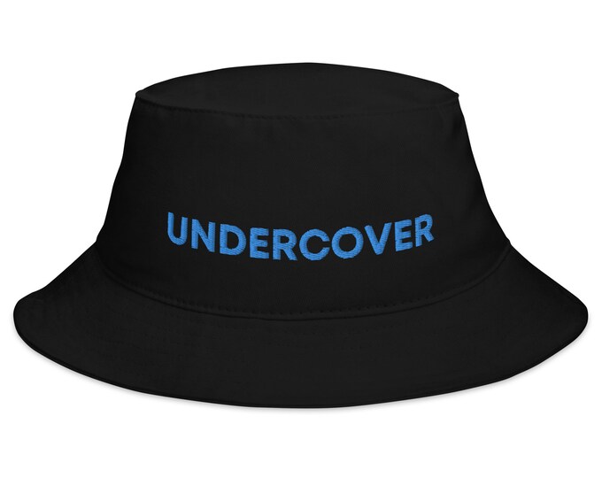 Embroidered Bucket Hat, Undercover, Festival Hat, Travel Hat, Festival Accessory, Black Bucket Hat, Trendy Bucket Hat, Trendy Accessory