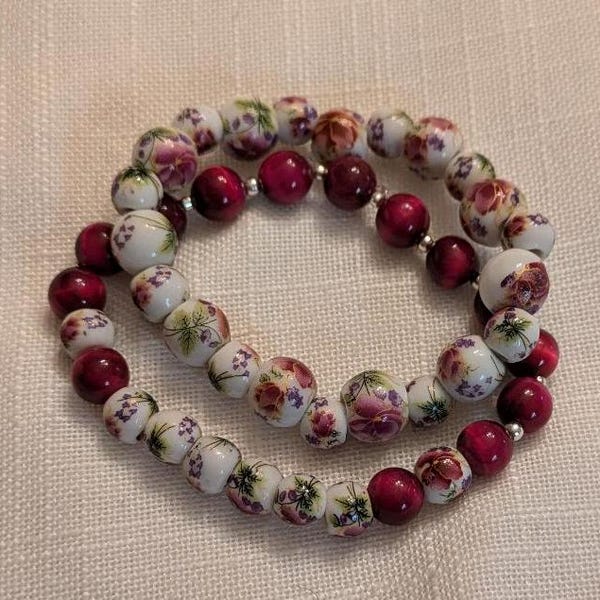 Bracelet maroon - white