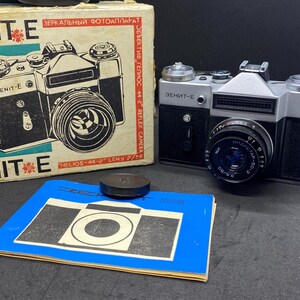 Fully Working! Soviet Camera Zenit-E USSR SLR 35mm w/Lens Industar 50-2 3.5/50mm