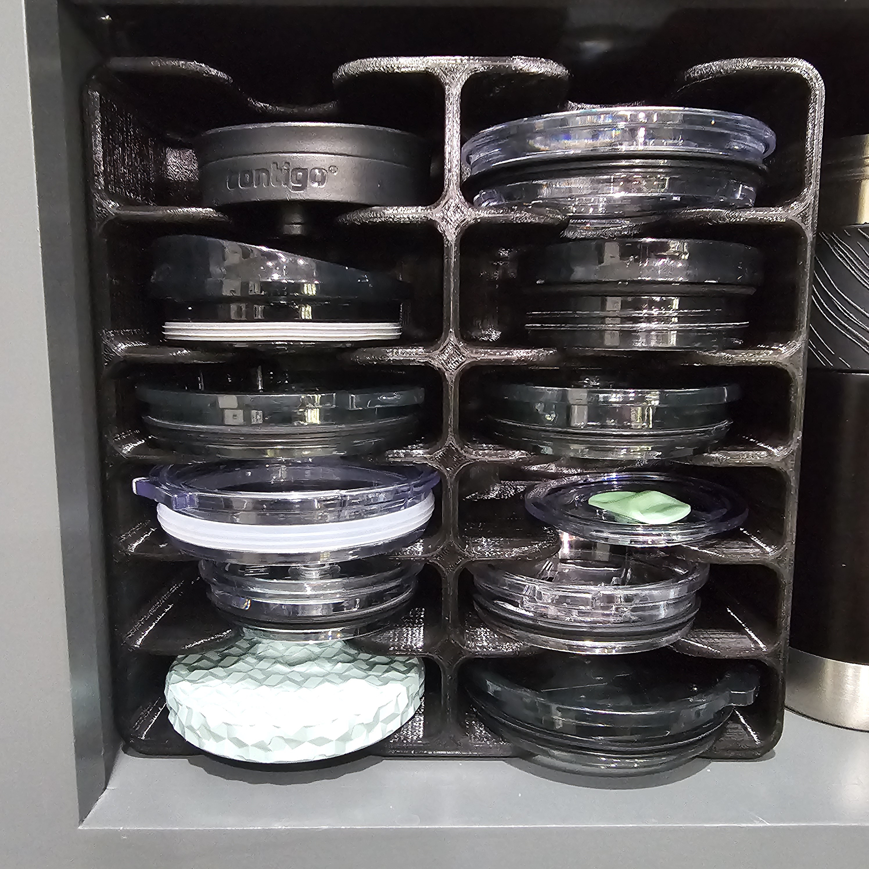 Yoelike Tumbler Lid Organizer, Under Cabinet Tumbler Cup Lid Organizer For Yeti|Stanley|Simple Modern|Owala|Tervis|Starbucks And More, Tumbler Lid