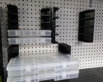 Pegboard Wall Mount Compartment Rack for Storage Containers Garage Workshop Organizer