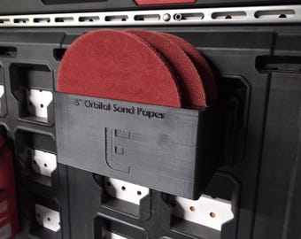 Packout Wall Orbital Sanding Disc Holder Grit Organizer Tool Storage 5 slots 3D printed